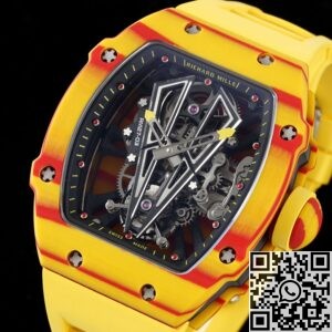 RM Factory Fake Richard Mille RM27-03 Tourbillon Yellow Rubber Strap Watch