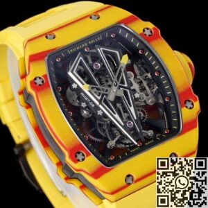 RM Factory Fake Richard Mille RM27-03 Tourbillon Yellow Rubber Strap Watch