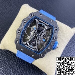 RM Factory Fake Richard Mille RM53-01 Tourbillon Blue Nylon Strap Watches