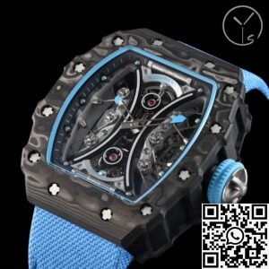 YS Factory Fake Richard Mille RM53-01 Tourbillon Blue Nylon Strap Watches