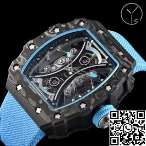 YS Factory Fake Richard Mille RM53-01 Tourbillon Blue Nylon Strap Watches