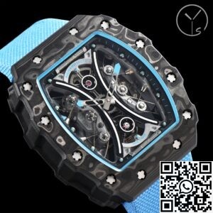 YS Factory Fake Richard Mille RM53-01 Tourbillon Blue Nylon Strap Watches