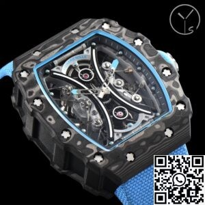 YS Factory Fake Richard Mille RM53-01 Tourbillon Blue Nylon Strap Watches
