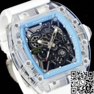 RM Factory Replica Richard Mille RM35-01 Blue Dial White Rubber Strap