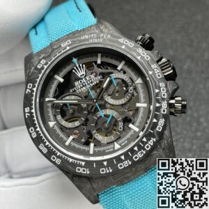 Custom Rolex Replica Daytona DIW Carbon Fiber Case Light Blue