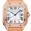 Replica Cartier Santos Watch BV Factory Rose Gold Full Diamond