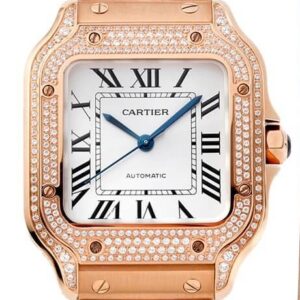 Replica Cartier Santos Watch BV Factory Rose Gold Full Diamond