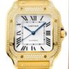 Replica Cartier BV Factory De Santos Gold Full Diamond Watch