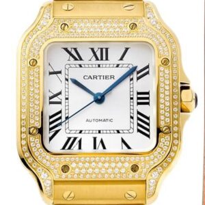 Replica Cartier BV Factory De Santos Gold Full Diamond Watch