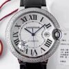 Cartier Ballon Bleu Diamond AF Factory Silver Dial Size 42mm