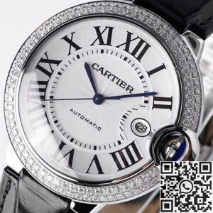 Cartier Ballon Bleu Diamond AF Factory Silver Dial Size 42mm