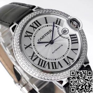Cartier Ballon Bleu Diamond AF Factory Silver Dial Size 42mm