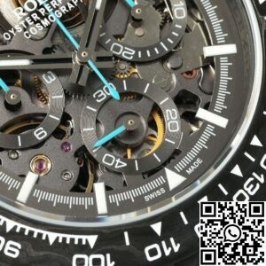 DIW Custom Hollow Daytona Rolex Black Dial Blue Strap