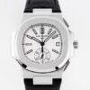 3K Factory Fake Patek Philippe Watches Nautilus 5980/1A-019 White Dial: V2 Version with True Small Seconds