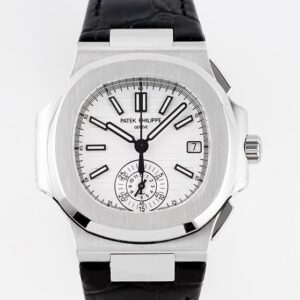 3K Factory Fake Patek Philippe Watches Nautilus 5980/1A-019 White Dial: V2 Version with True Small Seconds