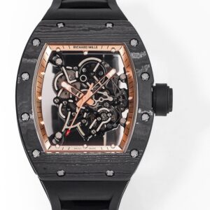 RM Factory Fake Richard Mille RM055: The Exquisite Gold Bezel Carbon Fiber Case