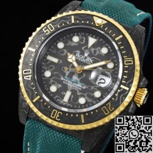 DIW Custom Rolex Fake Sea-Dweller Carbon Fiber Case Gold Bezel – A Fusion of Luxury and Innovation