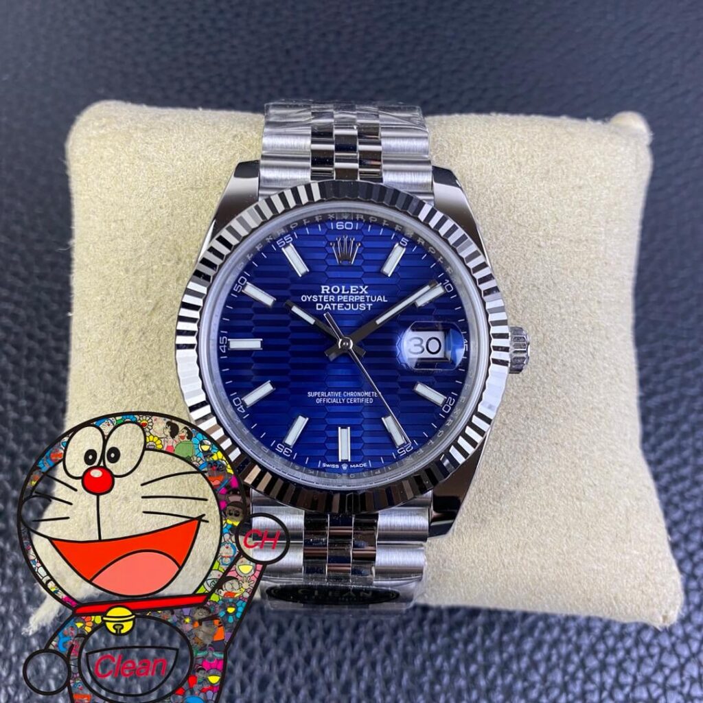 Clean Factory Rolex Datejust M126334-0031 With Fluted Blue Dial