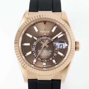 ZF Factory Rolex Sky-Dweller Fake M326235-0005: Gold Bezel Brown Dial