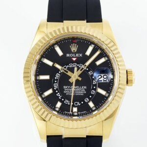 ZF Factory Rolex Imitation Sky-Dweller M336238-0002 Gold Watch Case with Rubber Strap