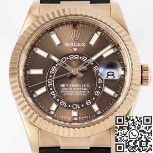 ZF Factory Rolex Sky-Dweller Fake M326235-0005: Gold Bezel Brown Dial