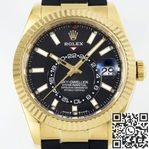 ZF Factory Rolex Imitation Sky-Dweller M336238-0002 Gold Watch Case with Rubber Strap