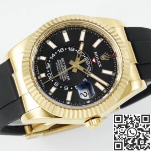 ZF Factory Rolex Imitation Sky-Dweller M336238-0002 Gold Watch Case with Rubber Strap
