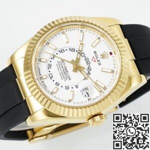 ZF Factory Imitation Rolex Sky-Dweller M336238-0003 Gold Watch Case White Dial