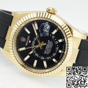 ZF Factory Rolex Imitation Sky-Dweller M336238-0002 Gold Watch Case with Rubber Strap