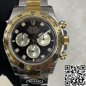 BT Factory Fake Rolex Daytona M126503-0002 - Diamond Scale Black Panda Dial