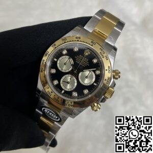 BT Factory Fake Rolex Daytona M126503-0002 - Diamond Scale Black Panda Dial