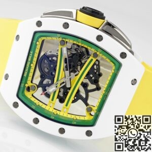 ZF Factory Replicas Richard Mille RM061 White Ceramics with Yellow Strap: A Bold Statement of Luxury and Innovation