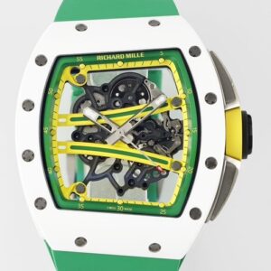 ZF Factory Fake Richard Mille RM061 White Ceramics with Green Strap: A Fusion of Luxury and Fresh Style