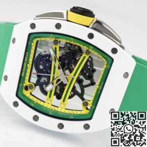 ZF Factory Fake Richard Mille RM061 White Ceramics with Green Strap: A Fusion of Luxury and Fresh Style
