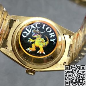 Q Factory Rolex Day-Date Replica M118238 36mm Black Dial Diamond Scale: Luxury Meets Bold Elegance