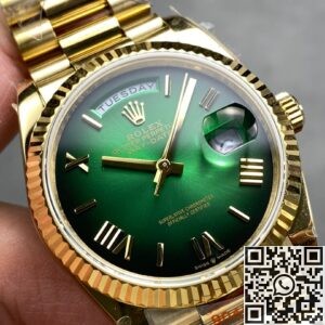 Exploring the Q Factory Fake Rolex Day-Date M128238-0118 Gold Watch 36mm