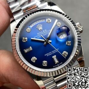 A Closer Look at the Q Factory Replica Rolex Day-Date Watch M128239-0023 Diamond Scale 36mm