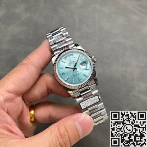 Q Factory Fake Rolex Day-Date Watch M128236-0009 Ice Blue Dial 36mm