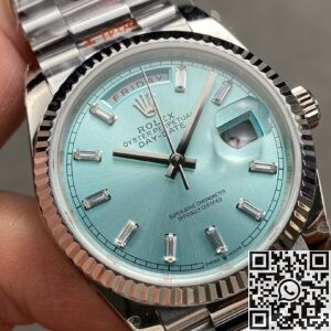 Q Factory Fake Rolex Day-Date Watch M128236-0009 Ice Blue Dial 36mm
