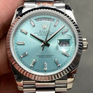 Q Factory Fake Rolex Day-Date Watch M128236-0009 Ice Blue Dial 36mm