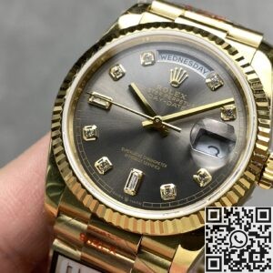 Q Factory Rolex Day-Date Replica M118238 36mm Black Dial Diamond Scale: Luxury Meets Bold Elegance