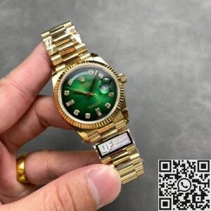 A Blend of Luxury and Innovation: Q Factory Replica Watch Rolex Day Date M128238 - 0069 Smoked Green Dial 36mm