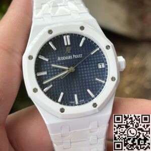 APS Factory Fake Audemars Piguet Watches Royal Oak 15500 White Ceramic – Dark Blue Dial Brilliance