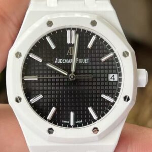 APS Factory Audemars Piguet Replicas Royal Oak 15500 White Ceramic – Black Dial Sophistication