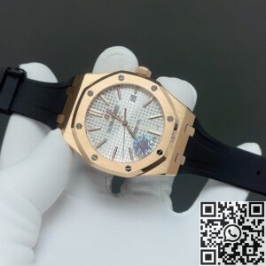 ZF Factory Audemars Piguet Replica 15400OR White Dial – Classic Elegance in Rose Gold and Leather