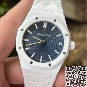 APS Factory Fake Audemars Piguet Watches Royal Oak 15500 White Ceramic – Dark Blue Dial Brilliance