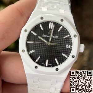 APS Factory Audemars Piguet Replicas Royal Oak 15500 White Ceramic – Black Dial Sophistication