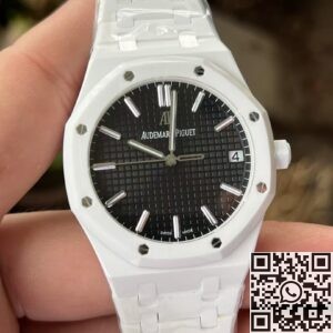 APS Factory Audemars Piguet Replicas Royal Oak 15500 White Ceramic – Black Dial Sophistication