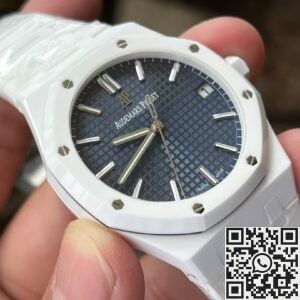 APS Factory Fake Audemars Piguet Watches Royal Oak 15500 White Ceramic – Dark Blue Dial Brilliance
