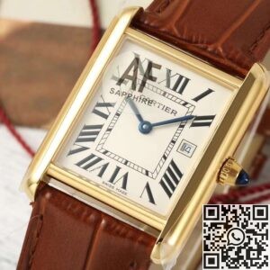 AF Factory Replica Cartier Tank Louis W1529756: The Elegance of Gold Case and Brown Strap